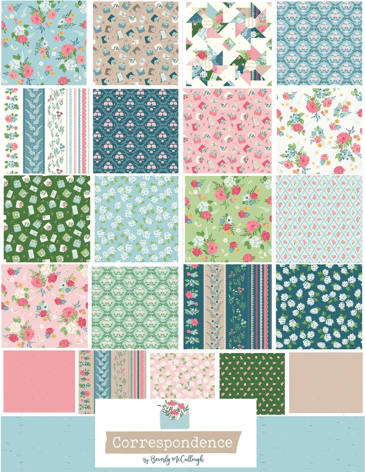 PREORDER Correspondence Fat Quarter Bundle by Beverly McCullough for Riley Blake Designs