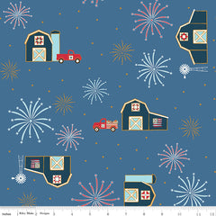 Sweet Freedom Denim Barns Yardage by Beverly McCullough for Riley Blake Designs