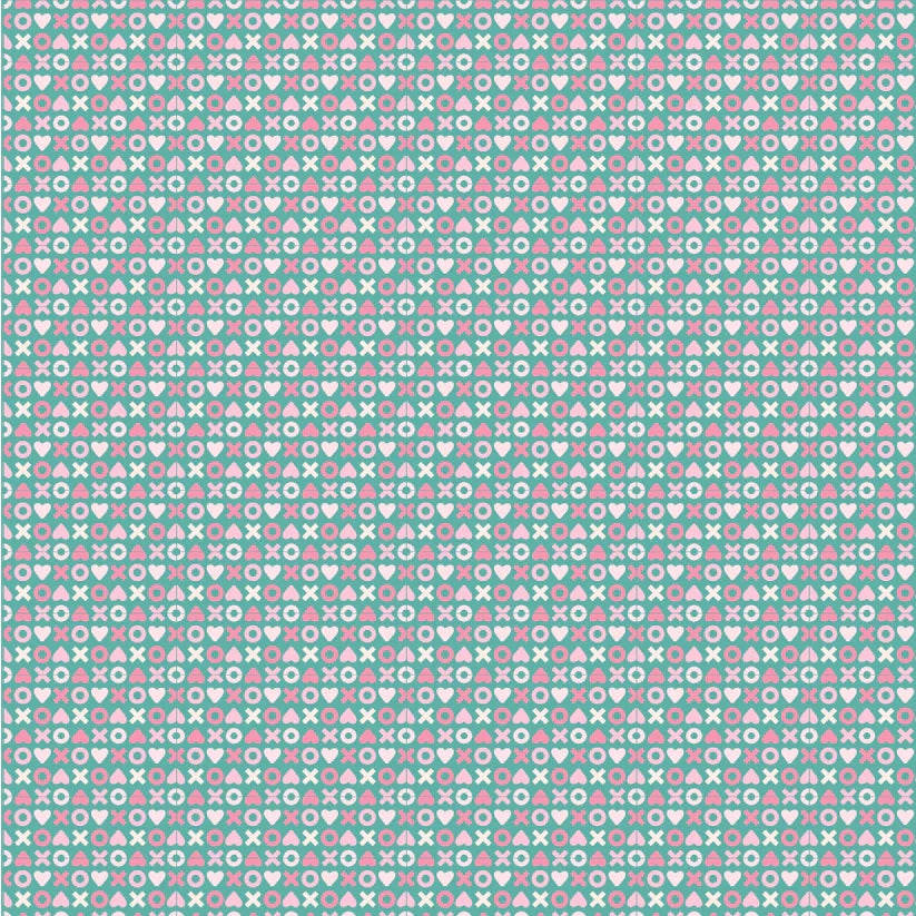 Smitten Chicken Aqua Xoxo Yardage by Lori Woods for Poppie Cotton Fabrics