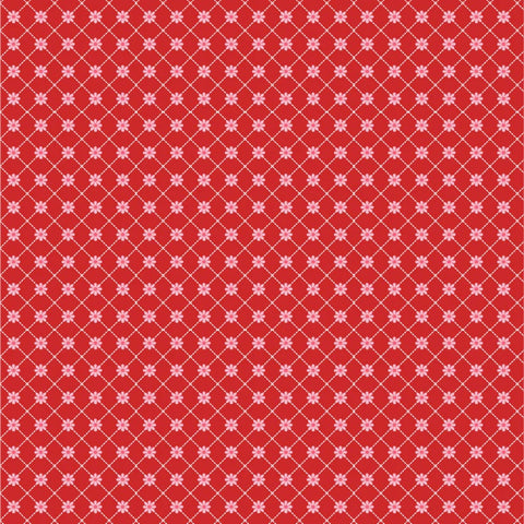 Smitten Chicken Red Lazy Daisy Yardage by Lori Woods for Poppie Cotton Fabrics