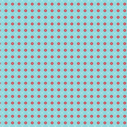 Smitten Chicken Aqua Lazy Daisy Yardage by Lori Woods for Poppie Cotton Fabrics