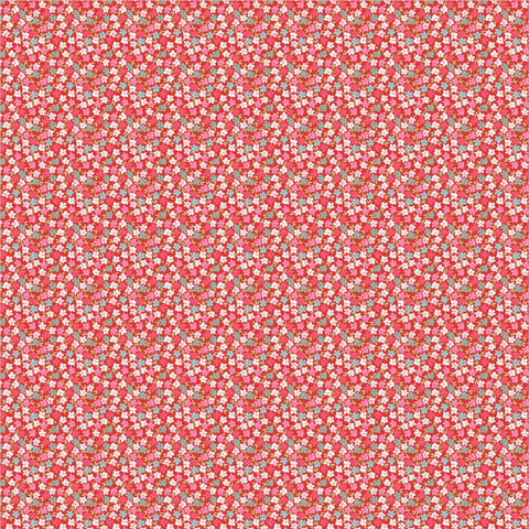 Smitten Chicken Red Wild Phlox Yardage by Lori Woods for Poppie Cotton Fabrics