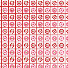 Smitten Chicken Red Petits Fours Yardage by Lori Woods for Poppie Cotton Fabrics