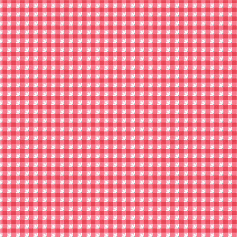 Smitten Chicken Red Check-a-roo Yardage by Lori Woods for Poppie Cotton Fabrics