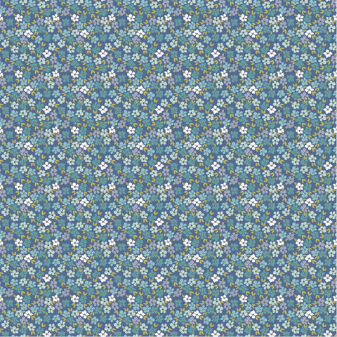 Prairie Sisters Homestead Blue School Frock Yardage by Lori Woods for Poppie Cotton Fabrics