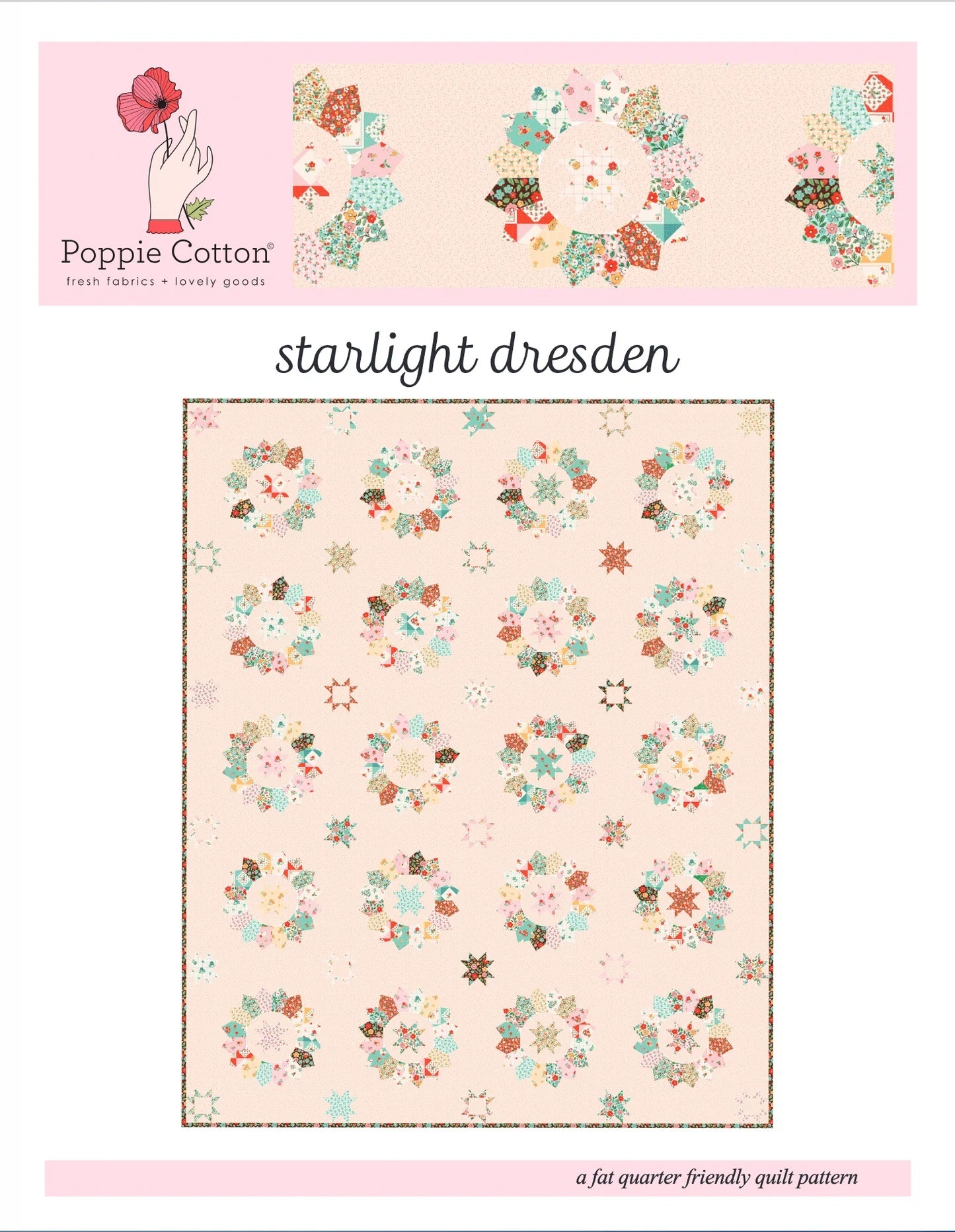 Starlight Dresden Quilt Pattern by Poppie Cotton Fabrics
