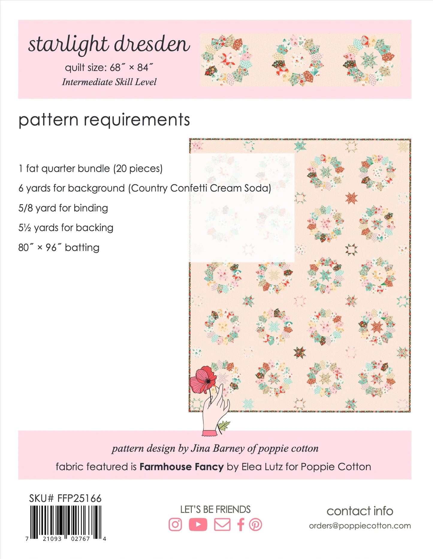 Starlight Dresden Quilt Pattern by Poppie Cotton Fabrics