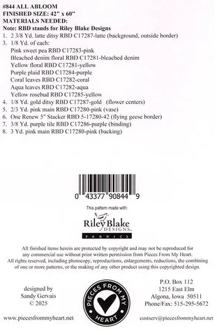 All Abloom Quilt Pattern by Pieces From Heart