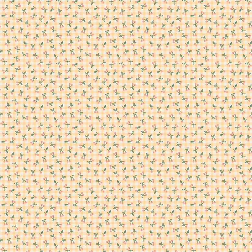 Farmhouse Fancy Yellow Cherry Pie Yardage by Elea Lutz for Poppie Cotton Fabrics 