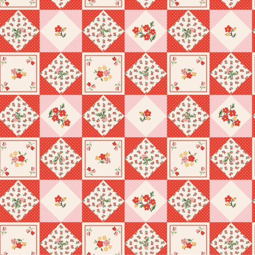 Farmhouse Fancy Red Farm Quilts Yardage by Elea Lutz for Poppie Cotton Fabrics