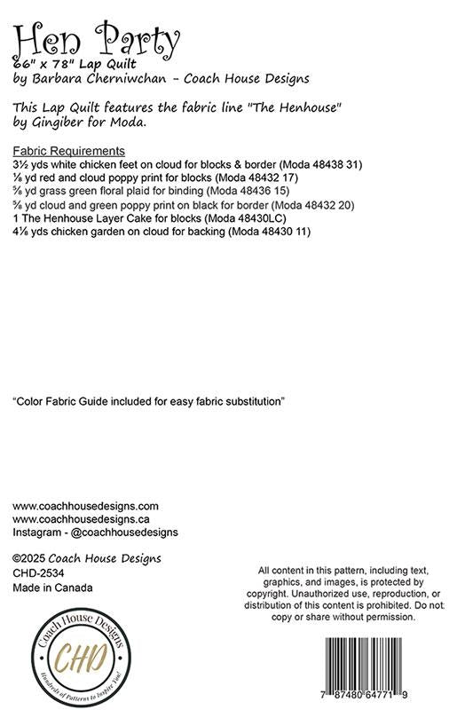 Hen Party Quilt Pattern by Coach House Designs