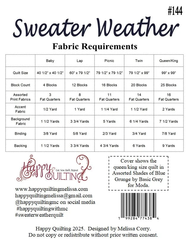 Sweather Weather Quilt Pattern by Melissa Corry