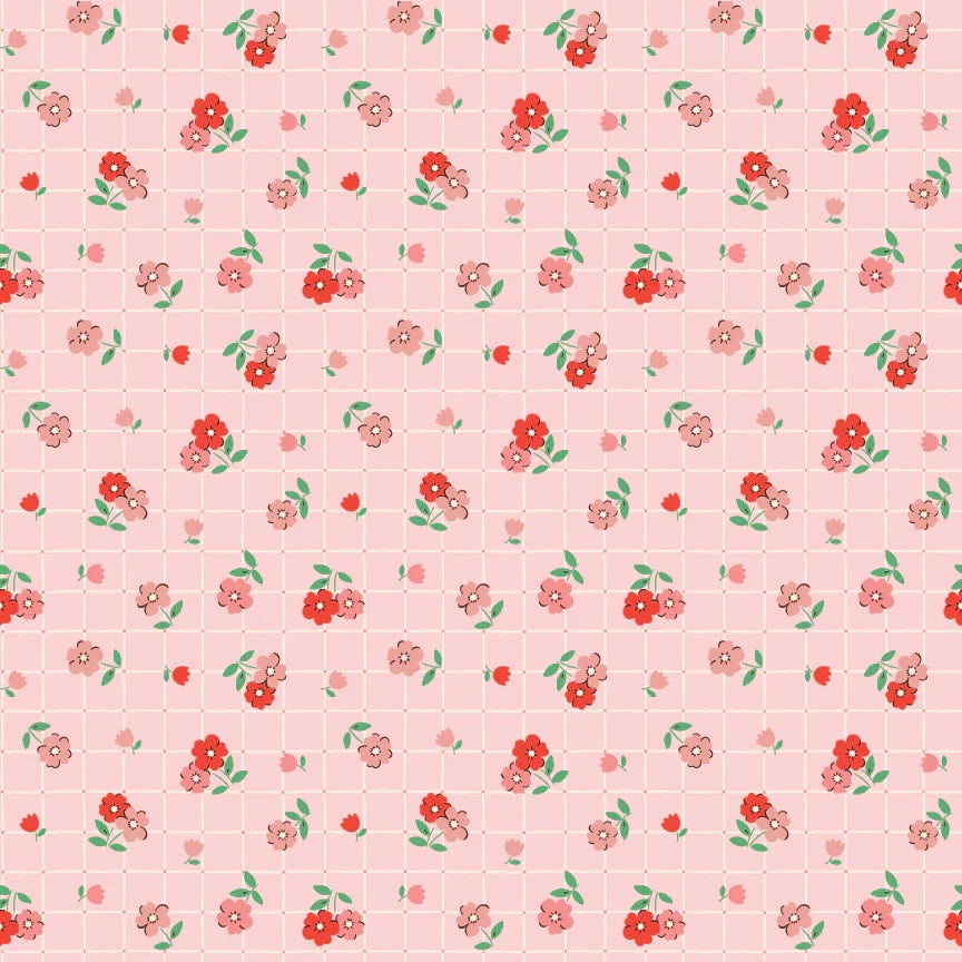 Farmhouse Fancy Pink Tea Towel Yardage by Elea Lutz for Poppie Cotton Fabrics