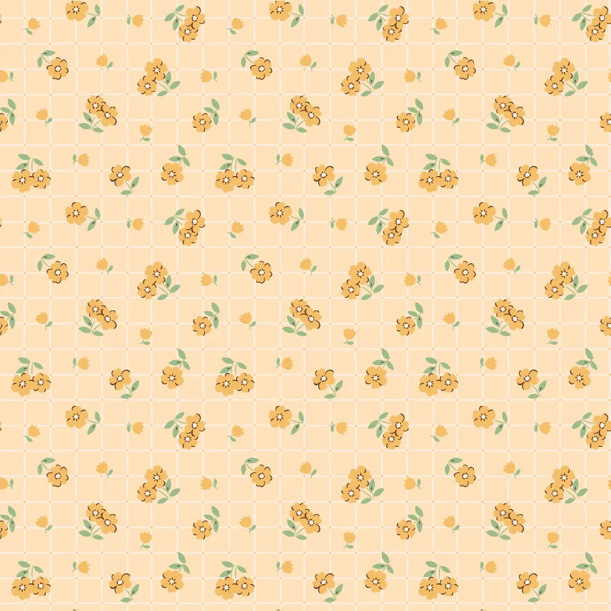 Farmhouse Fancy Yellow Tea Towel Yardage by Elea Lutz for Poppie Cotton Fabrics