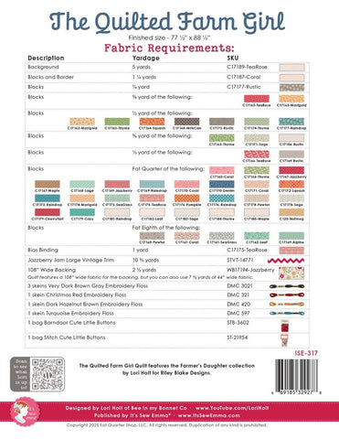 The Quilted Farm Girl Quilt Pattern by Lori Holt of Bee in my Bonnet for It's Sew Emma