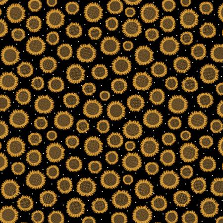 Rustic Fall Black Rustic Sunflower Yardage by Painted Sky Studios for Benartex