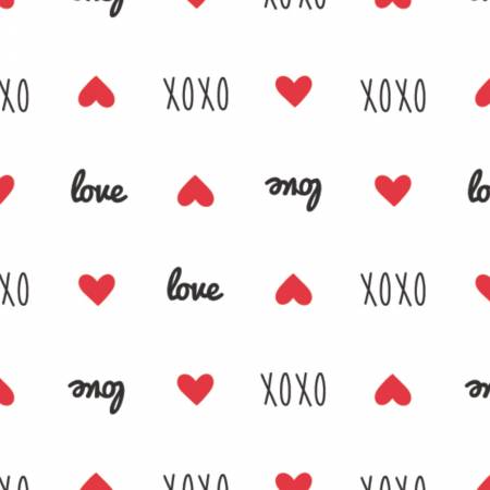 XOXO White Sweet Messages yardage by Camelot Fabrics