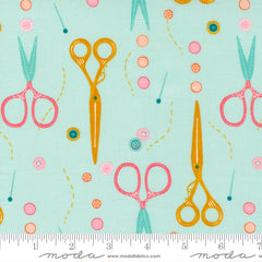 Sew Wonderful Soft Aqua Cut It Out Yardage by Paper & Cloth for Moda Fabrics
