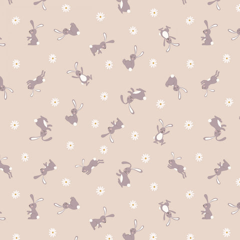 Bunny Hop Dark Cream Bunny Yardage by Lewis & Irene Fabrics