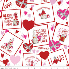 Gnomes In Love White Main Yardage by Tara Reed for Riley Blake Designs
