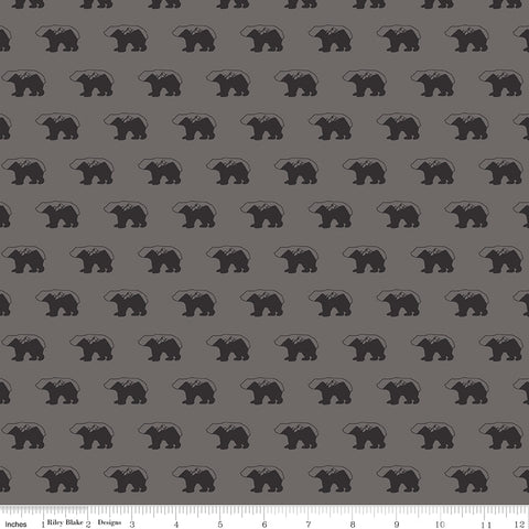 Into The Woods Gray Bears Yardage by Lori Whitlock for Riley Blake Designs