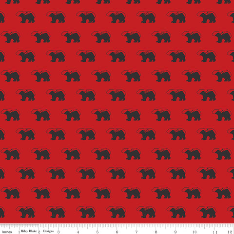 Into The Woods Red Bears Yardage by Lori Whitlock for Riley Blake Designs
