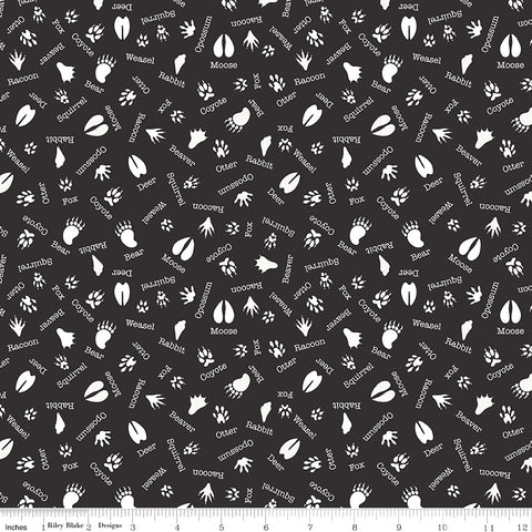 Into The Woods Black Tracks Yardage by Lori Whitlock for Riley Blake Designs