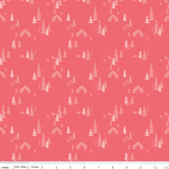 Glamp Camp Raspberry Tent Pines Yardage by My Mind's Eye for Riley Blake Designs