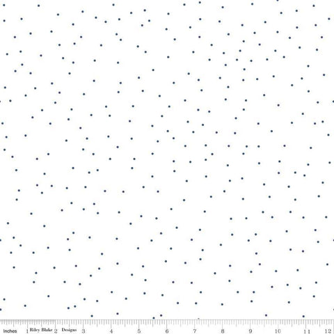 Pin Dot Denim on White Yardage by Lori Holt for Riley Blake Designs