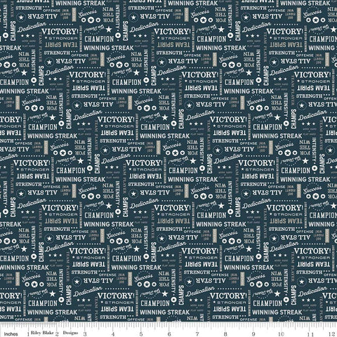 Varsity Navy Text Yardage by Deena Rutter for Riley Blake