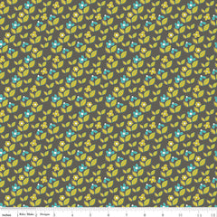 On The Bright Side Graphite Leaf Floral Yardage by Sandy Gervais for Riley Blake