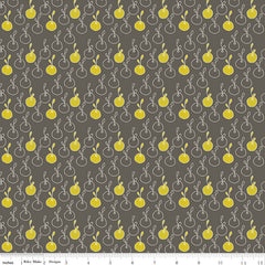 On The Bright Side Graphite Apples Yardage by Sandy Gervais for Riley Blake