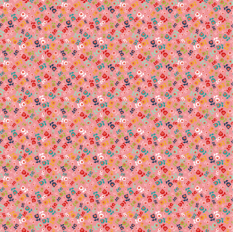 Betsy's Sewing Kit Pink Corn Flowers Yardage by Lori Woods for Poppie Cotton Fabrics